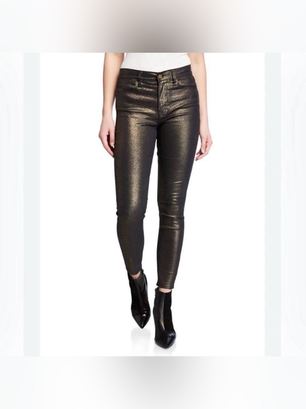 Frame Le High Skinny Metallic Gold Jean - Size 28